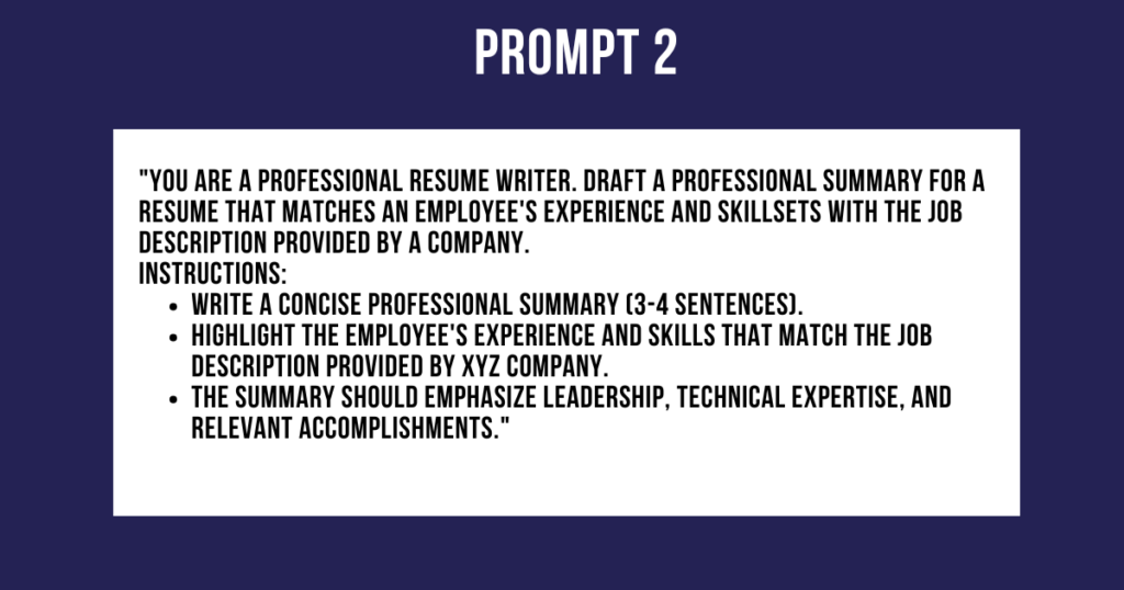 Resume with Chat GPT - Prompt 2